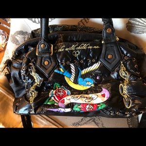Ed Hardy Christian Audiger Black Betty purse NWT